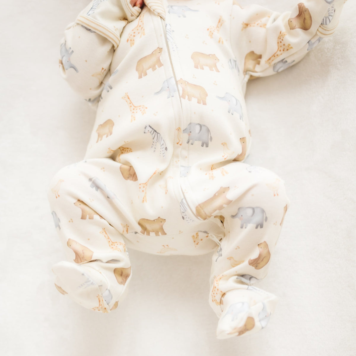 Safari Zip Footie - Magnolia BabyFootie