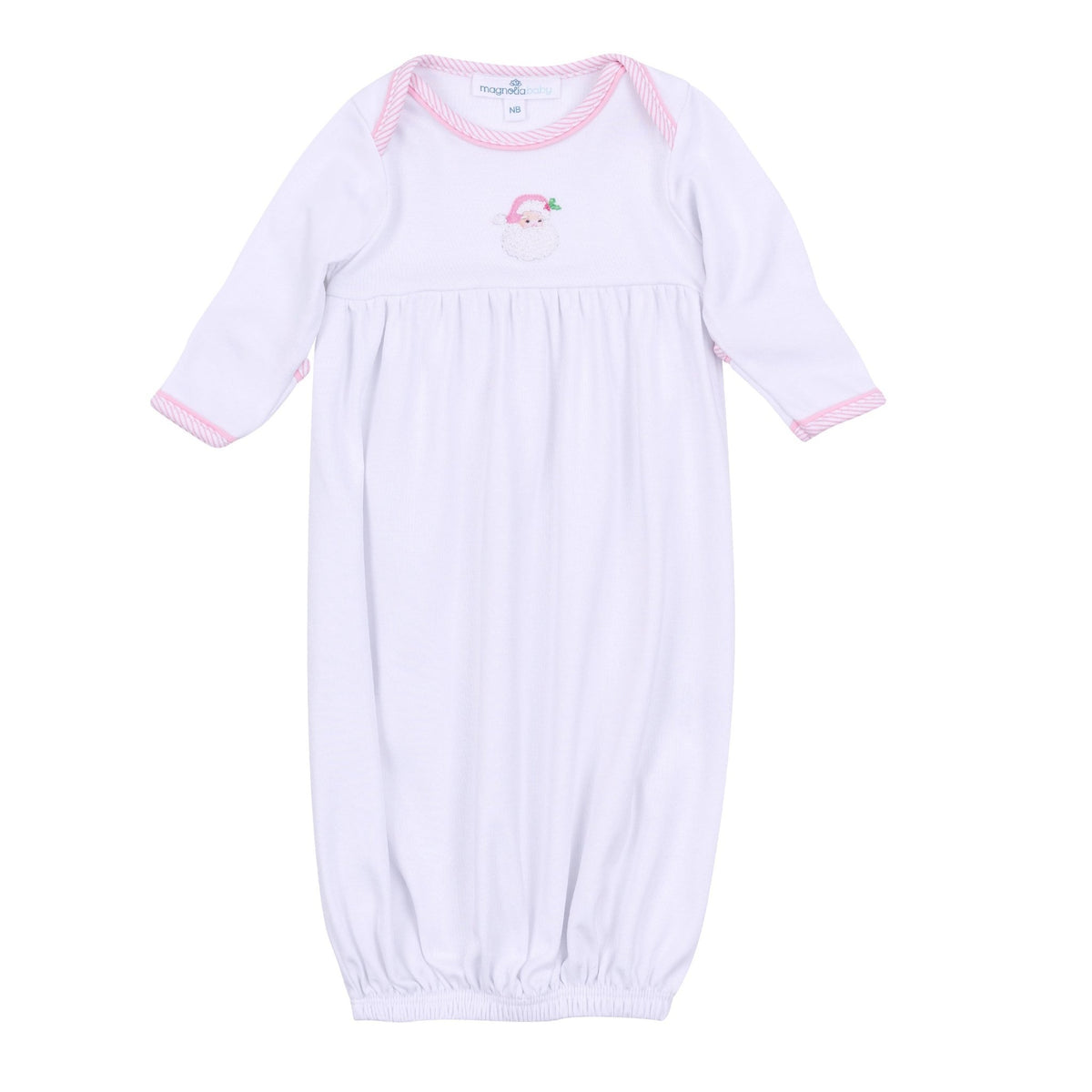 Santa Baby Embroidered Gathered Gown - Pink - Magnolia BabyGown