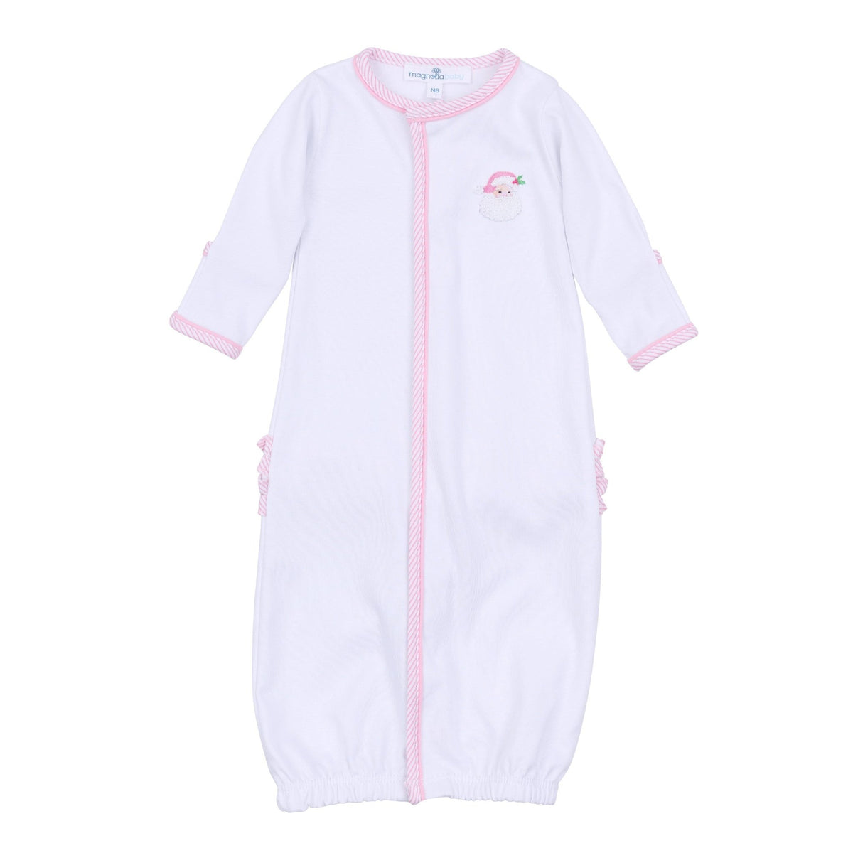 Santa Baby Embroidered Ruffle Converter - Pink - Magnolia BabyConverter Gown