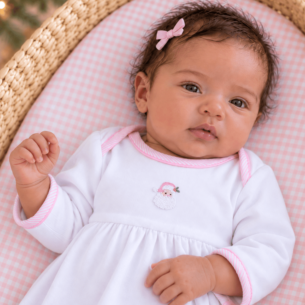 Magnolia Baby_Santa Baby Hand-Embroidered Gathered Gown - Pink_2