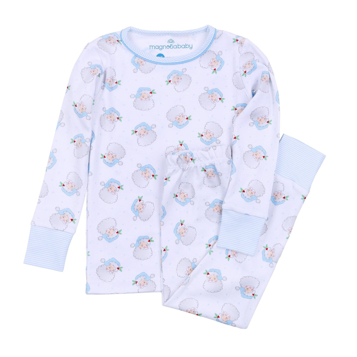 Santa Baby Long Pajamas - Light Blue - Magnolia BabyLong Pajamas