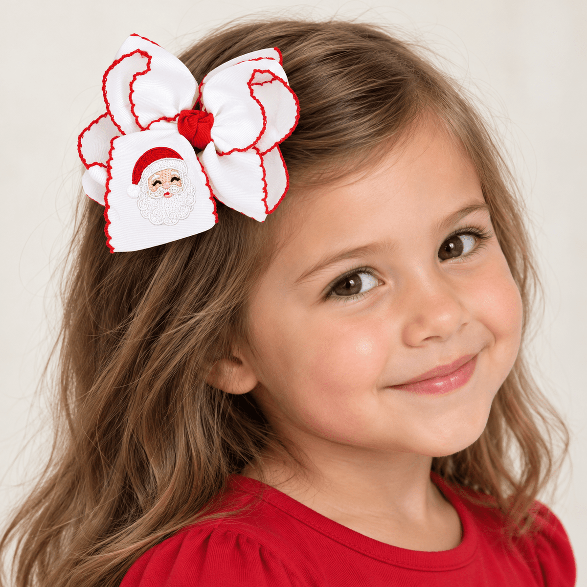 Beyond Creations, LLC_Santa Embroidered Christmas Hair Bow_1