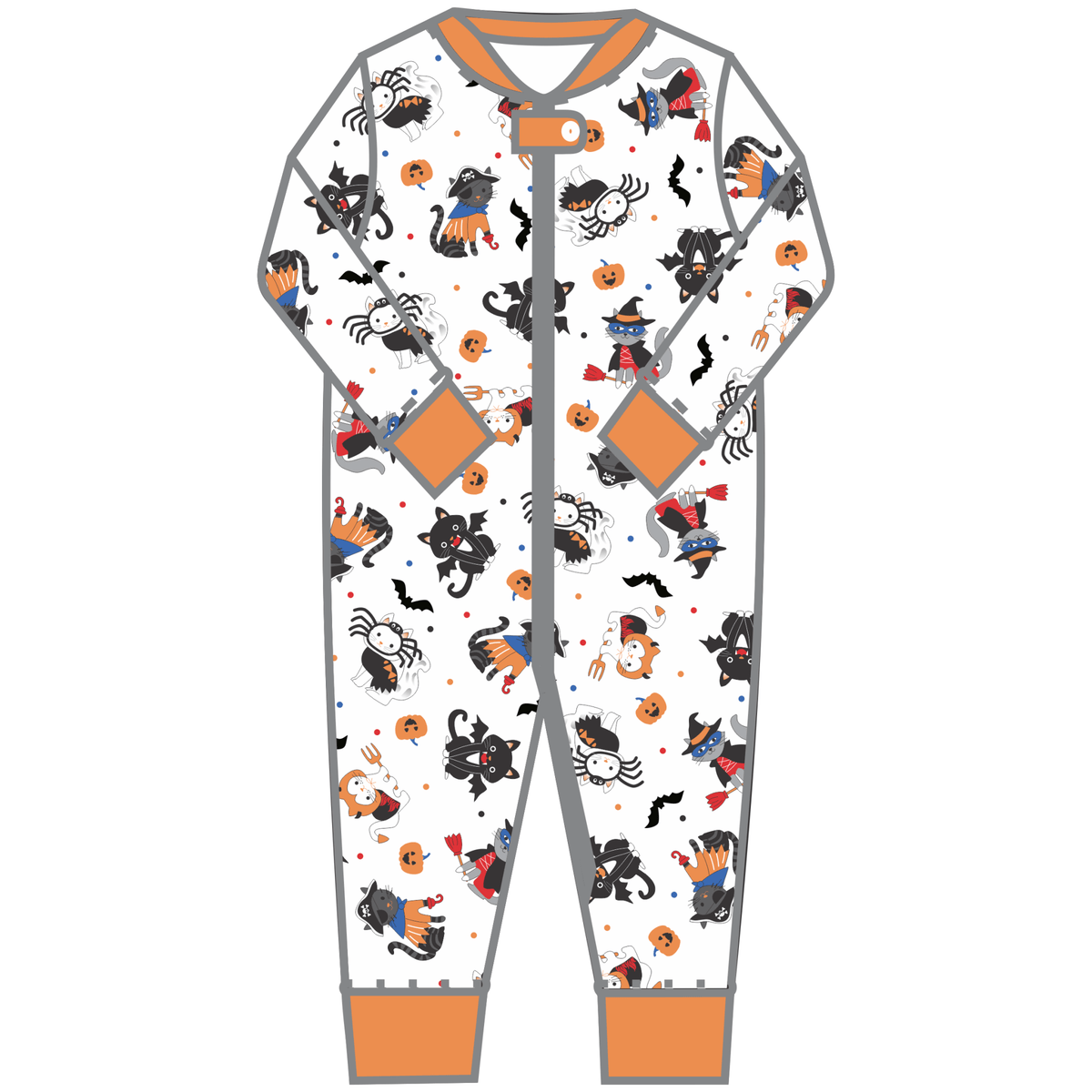 Scaredy Cat Zip Pajamas - Magnolia BabyZipper Pajamas