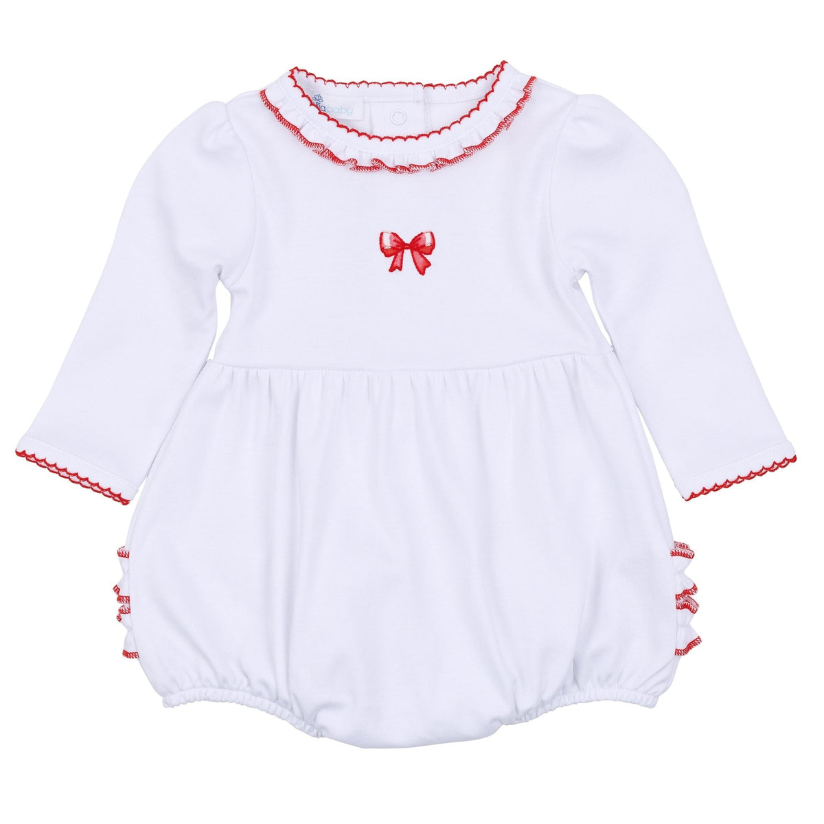 Scarlett Bows Embroidered Long Sleeve Bubble - Magnolia BabyBubble