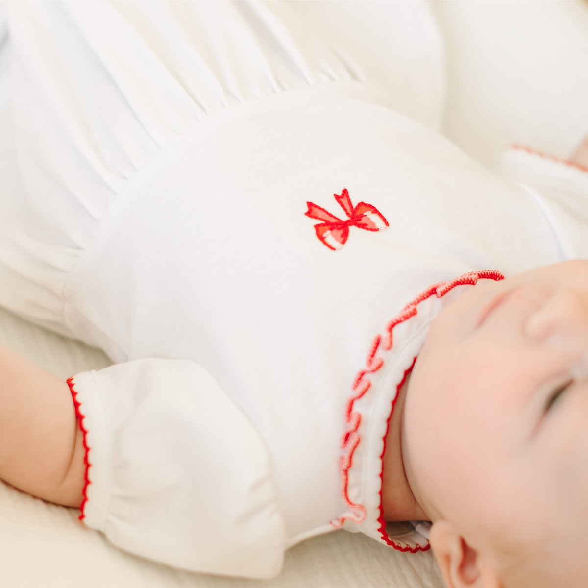 Scarlett Bows Embroidered Short Sleeve Bubble - Magnolia BabyBubble