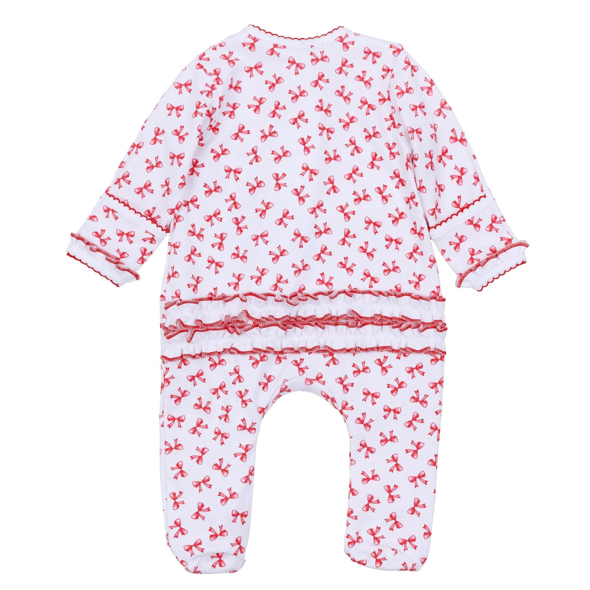 Scarlett Bows Print Zip Footie - Magnolia BabyFootie