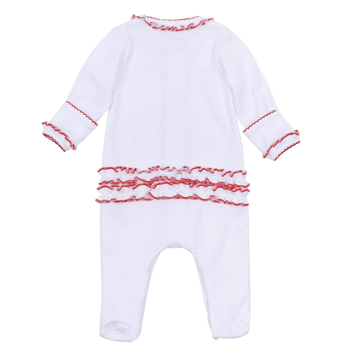 Scarlett Bows Scattered Ruffle Footie - Magnolia BabyFootie