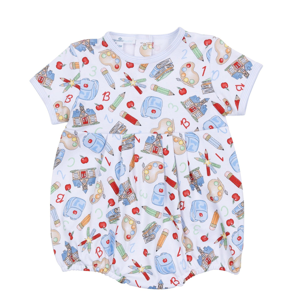 School Day Sweetness Short Sleeve Bubble - Light Blue - Magnolia BabyBubble
