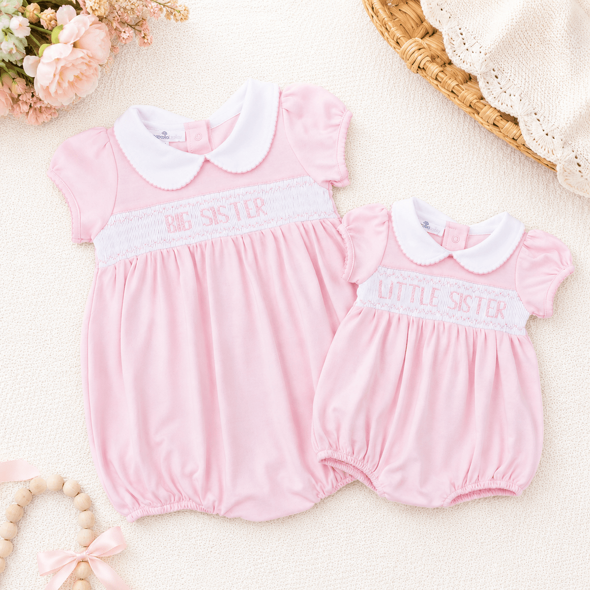 Sisters Smocked Bubble Siblings Set - Magnolia BabyBubble Gift Set