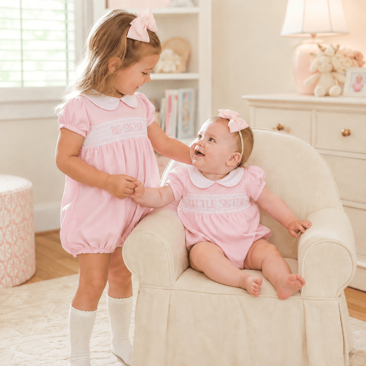 Sisters Smocked Bubble Siblings Set - Magnolia BabyBubble Gift Set