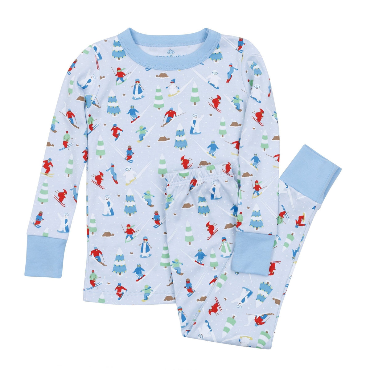 Ski Buddies Long Pajamas - Light Blue - Magnolia BabyLong Pajamas