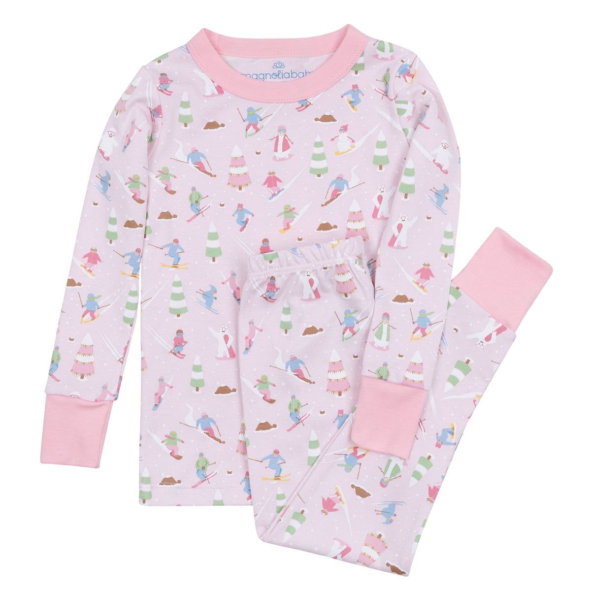 Ski Buddies Long Pajamas - Pink - Magnolia BabyLong Pajamas