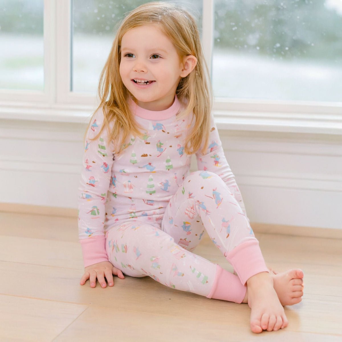 Ski Buddies Long Pajamas - Pink - Magnolia BabyLong Pajamas