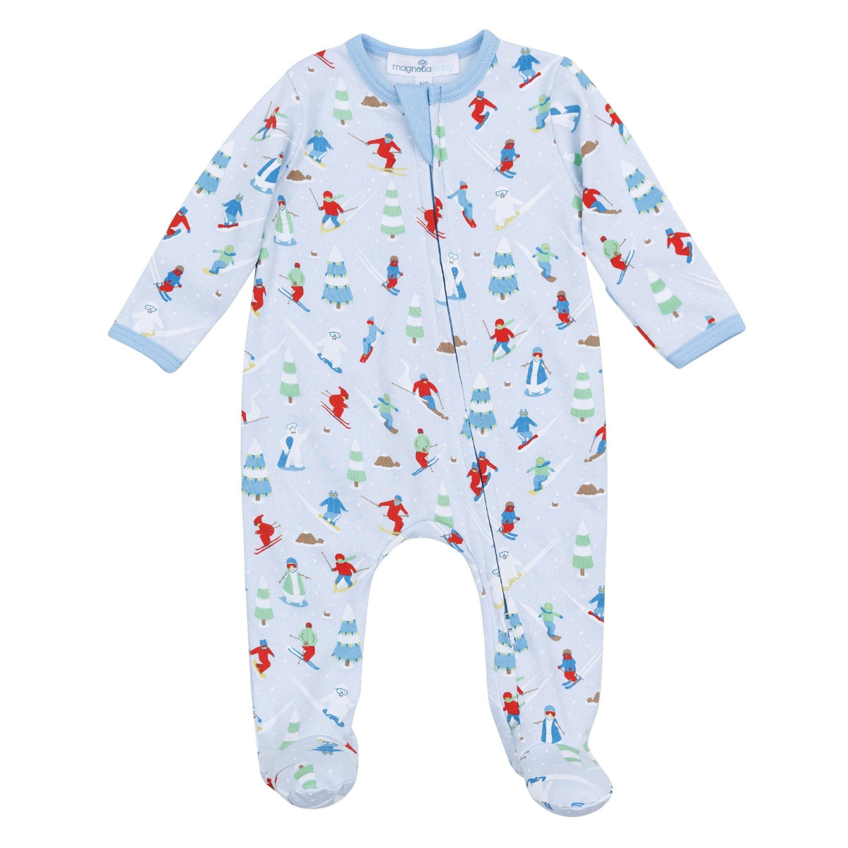 Ski Buddies Zip Footie - Light Blue - Magnolia BabyFootie