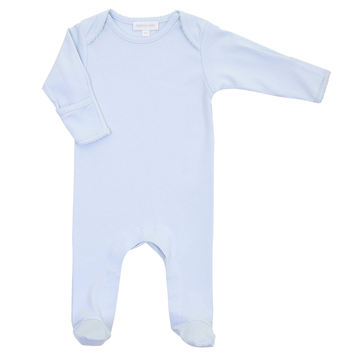 Solid Essentials Lap Footie - Light Blue with Light Blue Trim - Magnolia BabyFootie