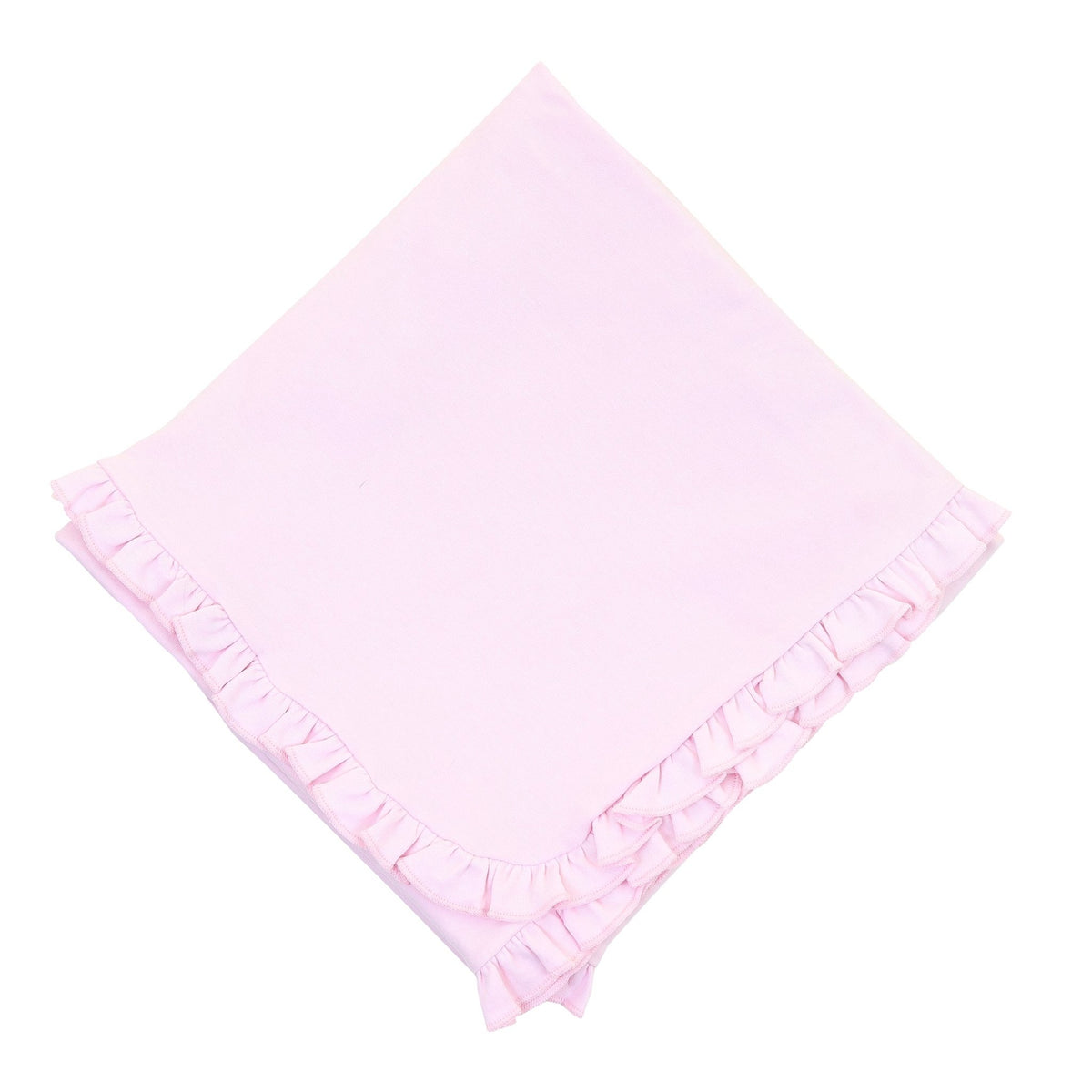 Solid Essentials Ruffle Blanket - Pink with Pink Trim - Magnolia BabyReceiving Blanket