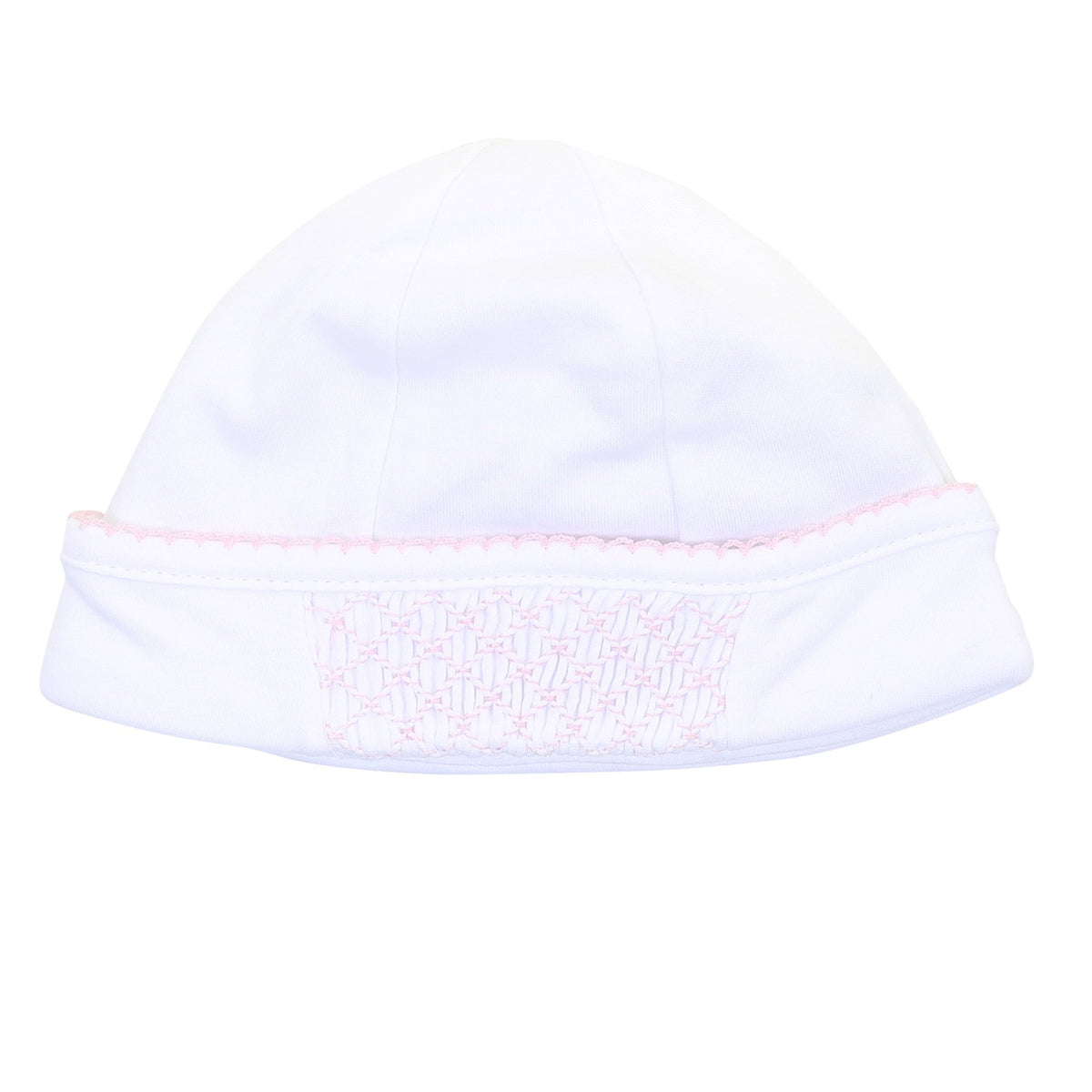 Solid Essentials White Pink Smocked Hat - Magnolia BabyHat