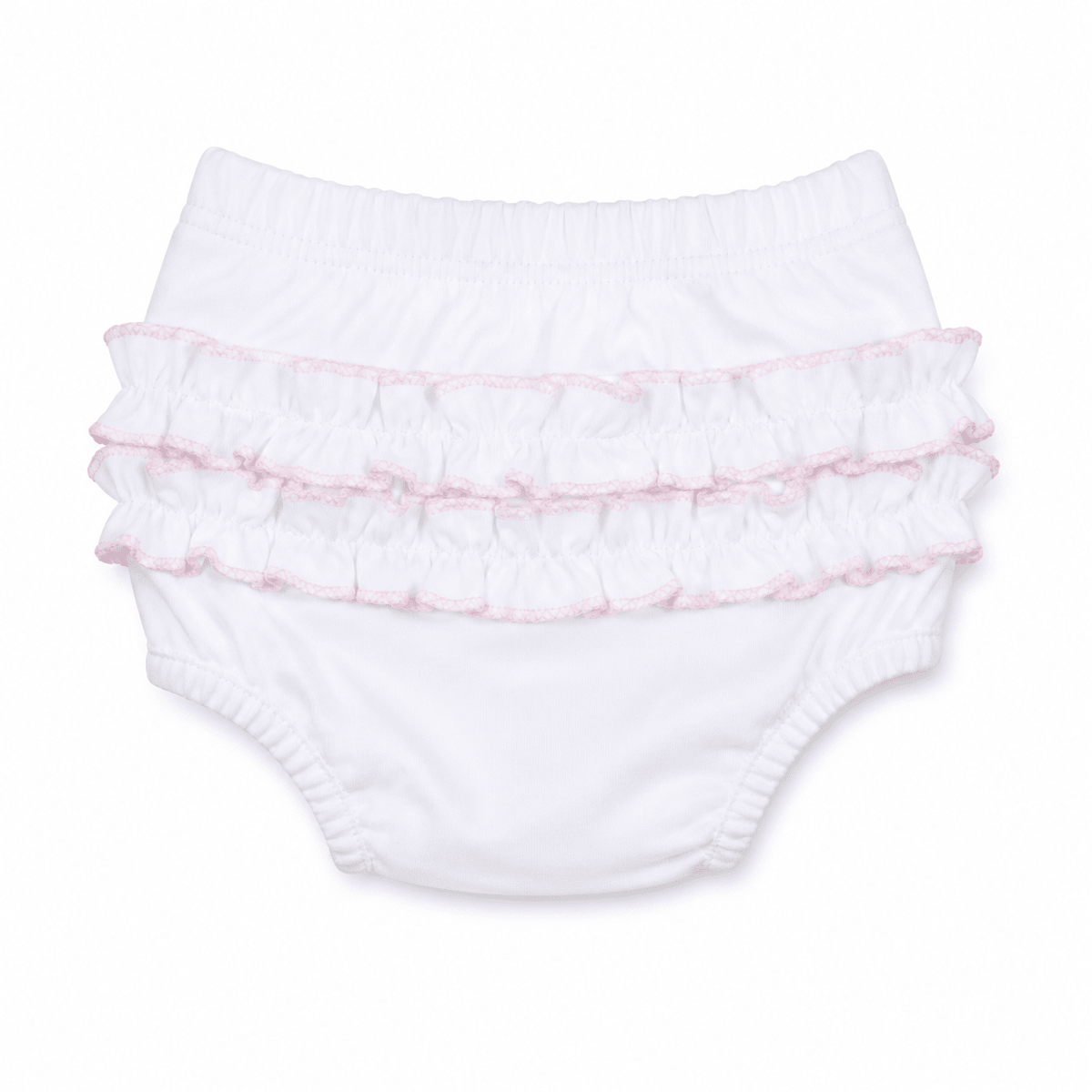 Solid Essentials White Ruffle Diaper Cover Set with Pink Trim - Magnolia BabyDiaper Cover