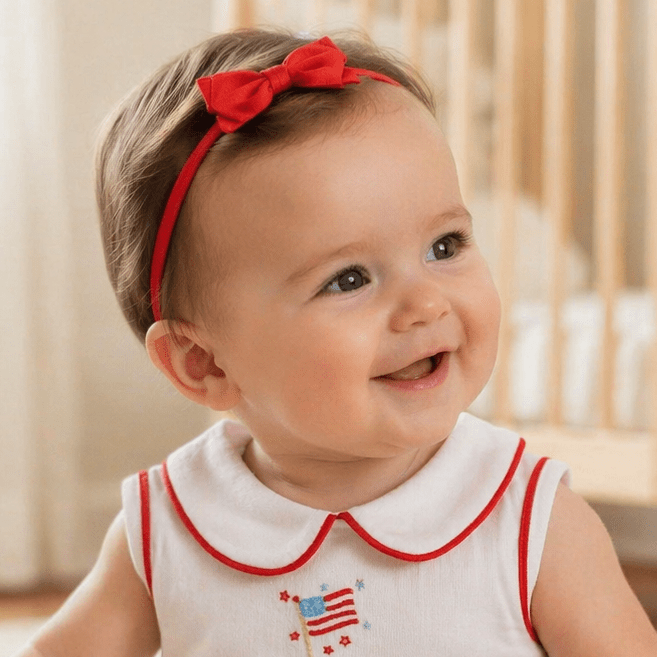 Sophia Baby Headband with Bow - Red - Magnolia BabyHeadband