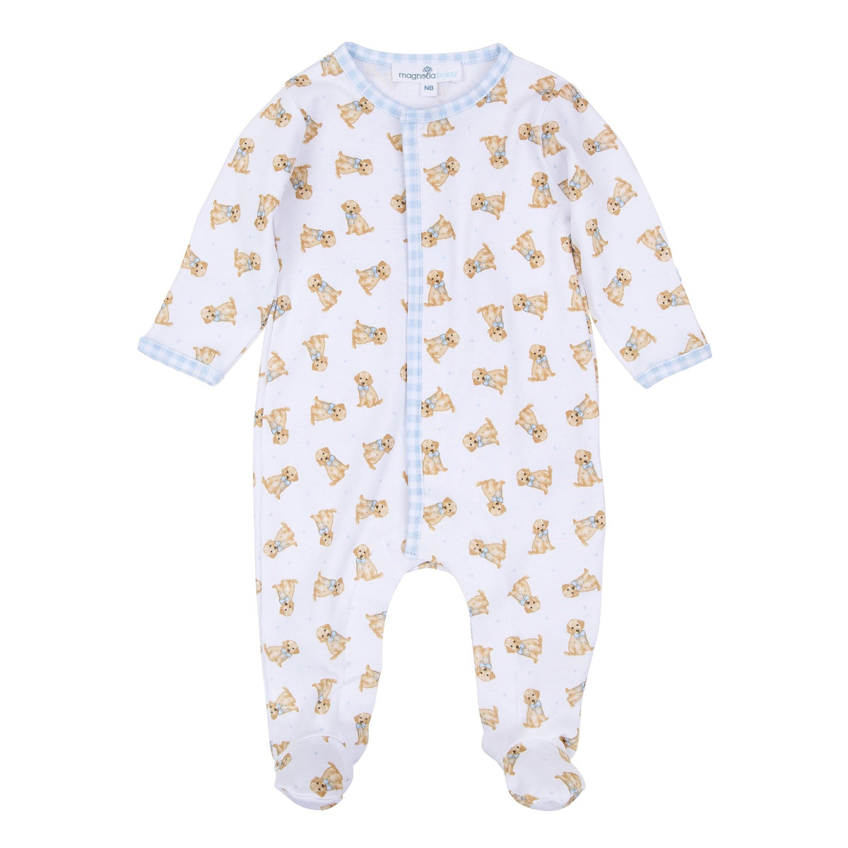 Sweet Golden Print Footie - Light Blue - Magnolia BabyFootie
