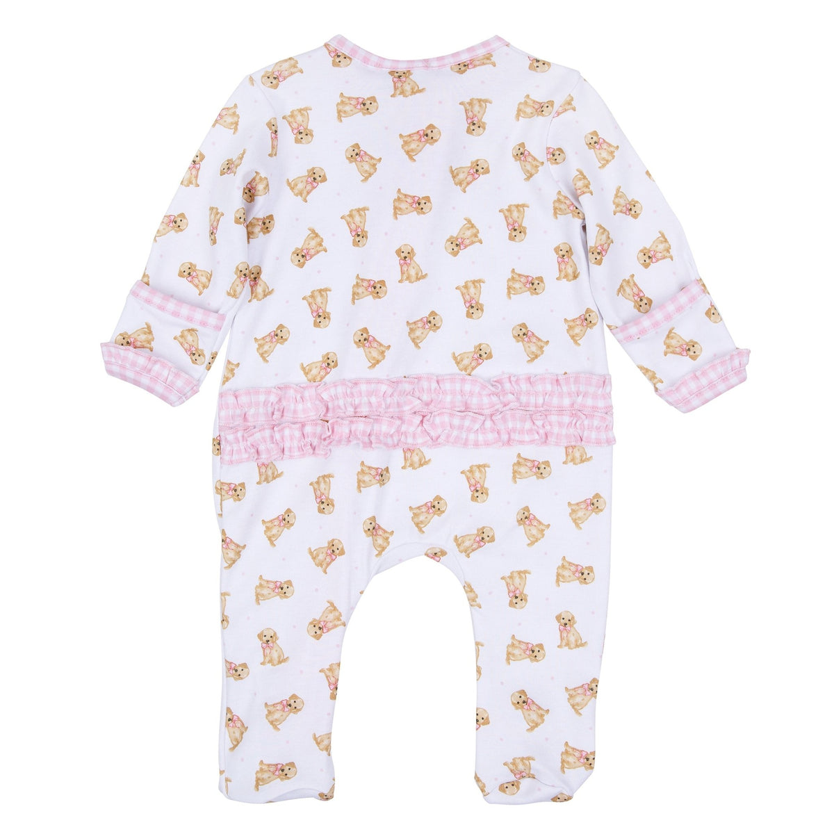 Sweet Golden Print Ruffle Zip Footie - Pink - Magnolia BabyFootie