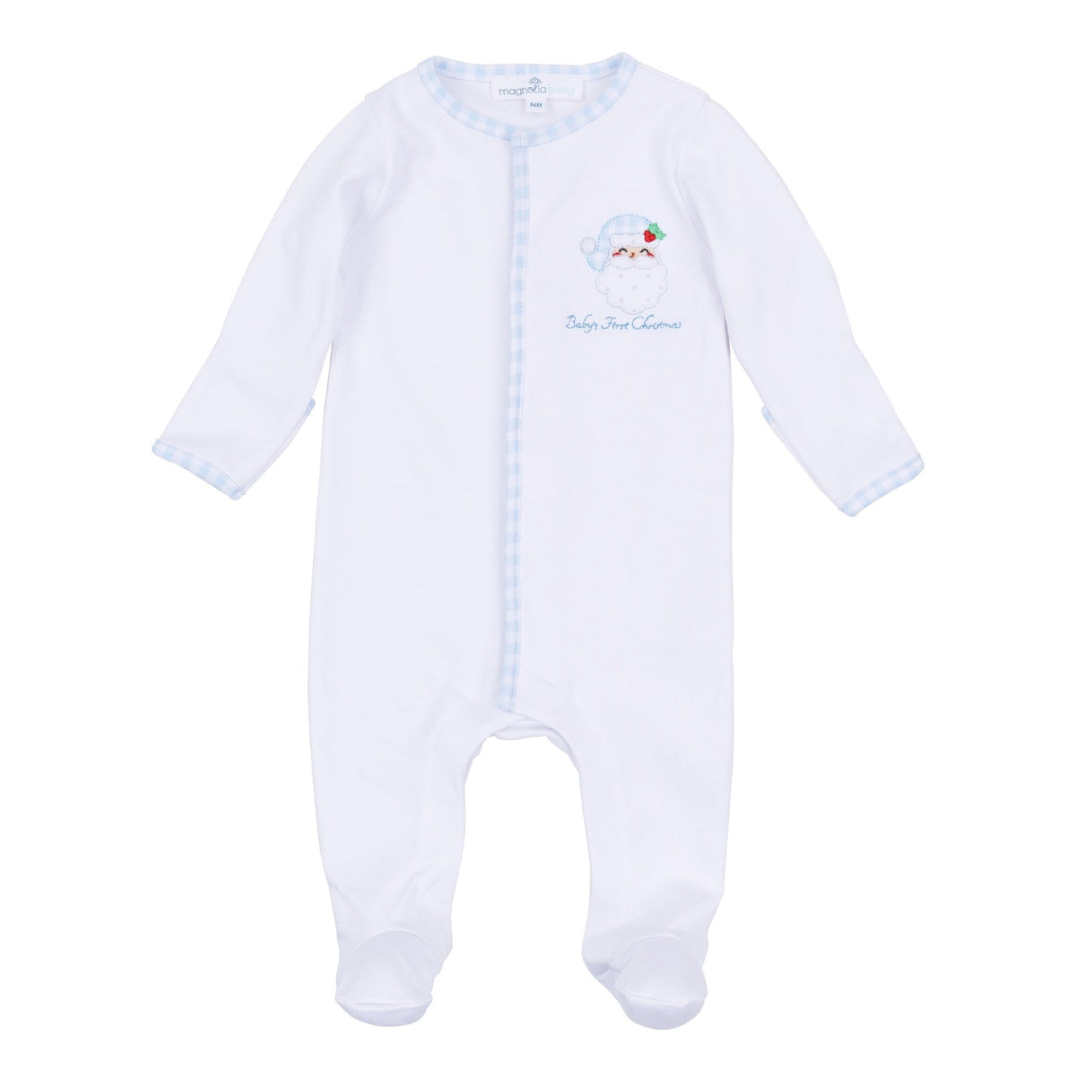 Magnolia Baby_Sweet St Nick Applique Baby's First Christmas Footie - Light Blue_2