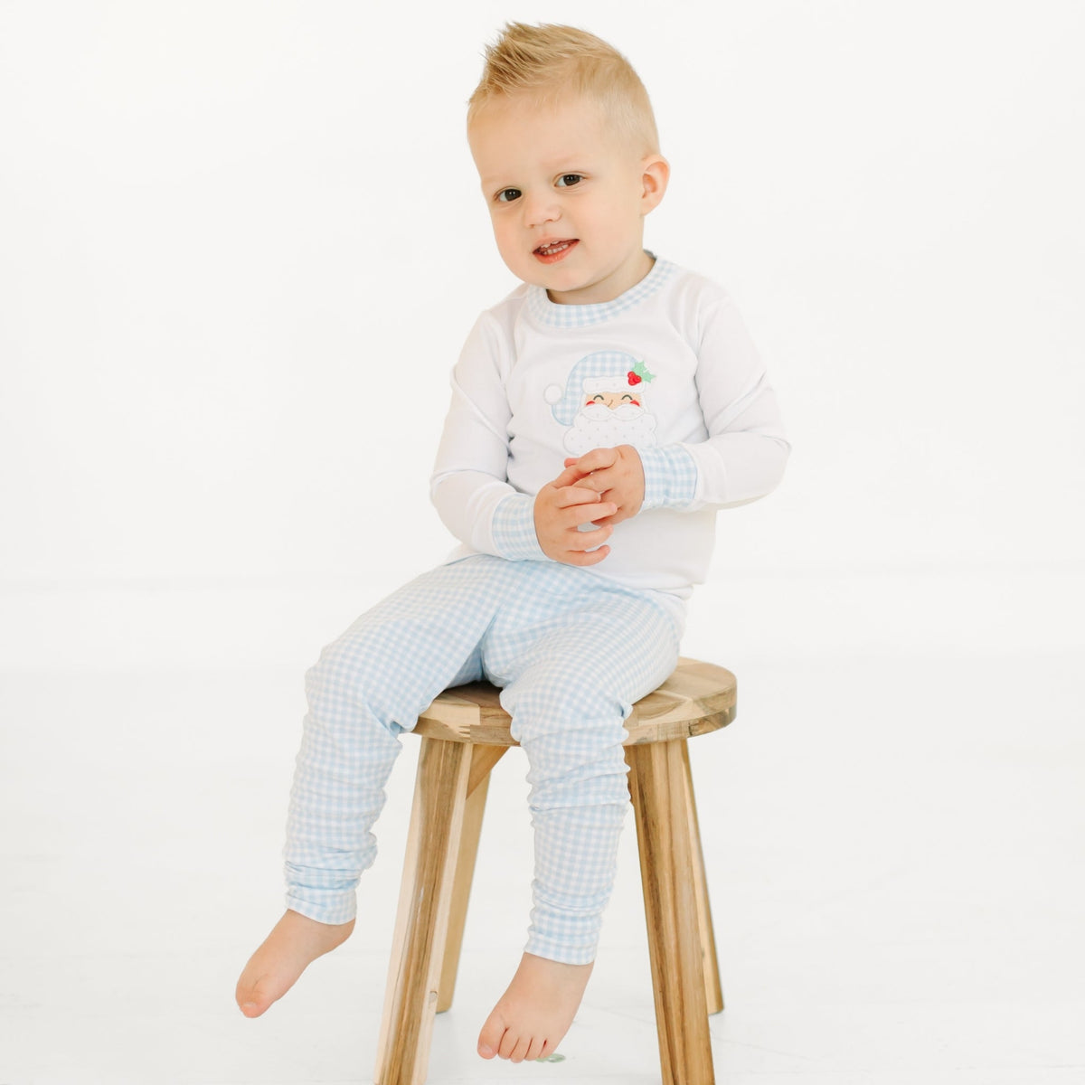 Magnolia Baby_Sweet St. Nick Applique Long Pajamas - Light Blue_5