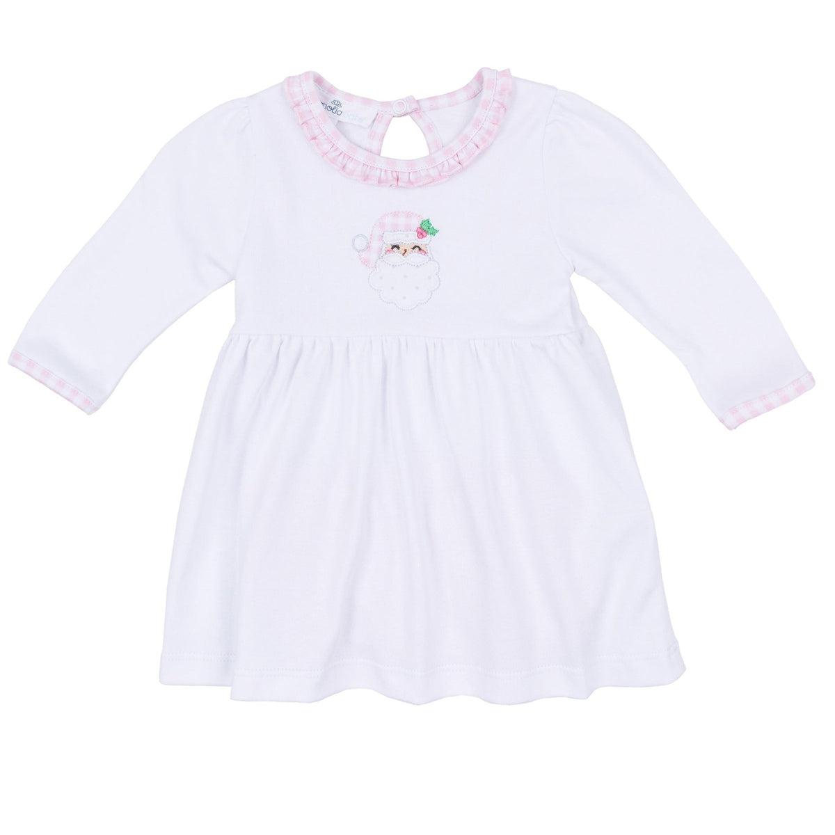Magnolia Baby_Sweet St Nick Applique Ruffle Long Sleeve Dress - Pink_2