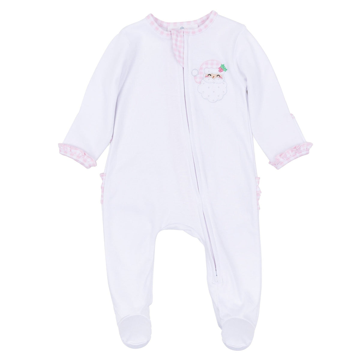 Magnolia Baby_Sweet St Nick Applique Ruffle Zip Footie - Pink_2
