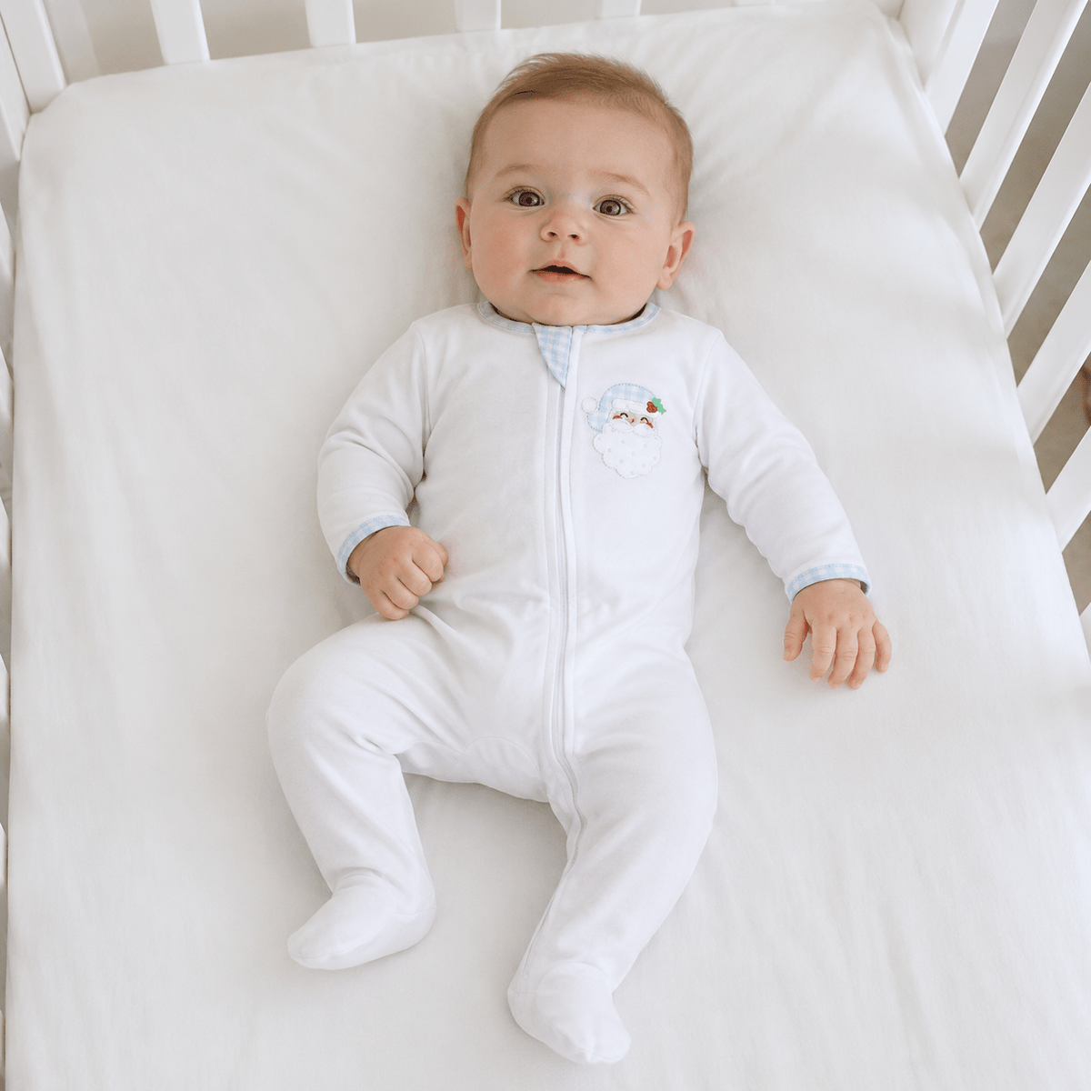 Magnolia Baby_Sweet St Nick Applique Zip Footie - Light Blue_1
