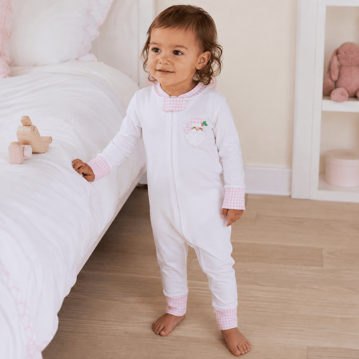 Magnolia Baby_Sweet St Nick Applique Zip Pajamas - Pink_1