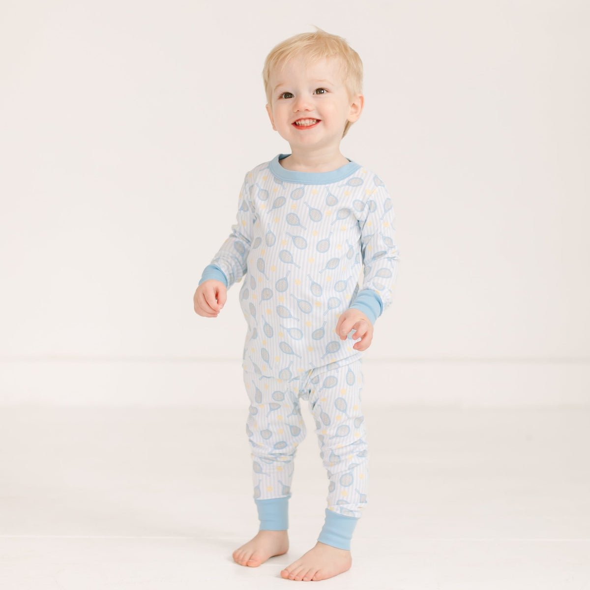 Tennis Star Long Pajamas - Light Blue - Magnolia BabyLong Pajamas