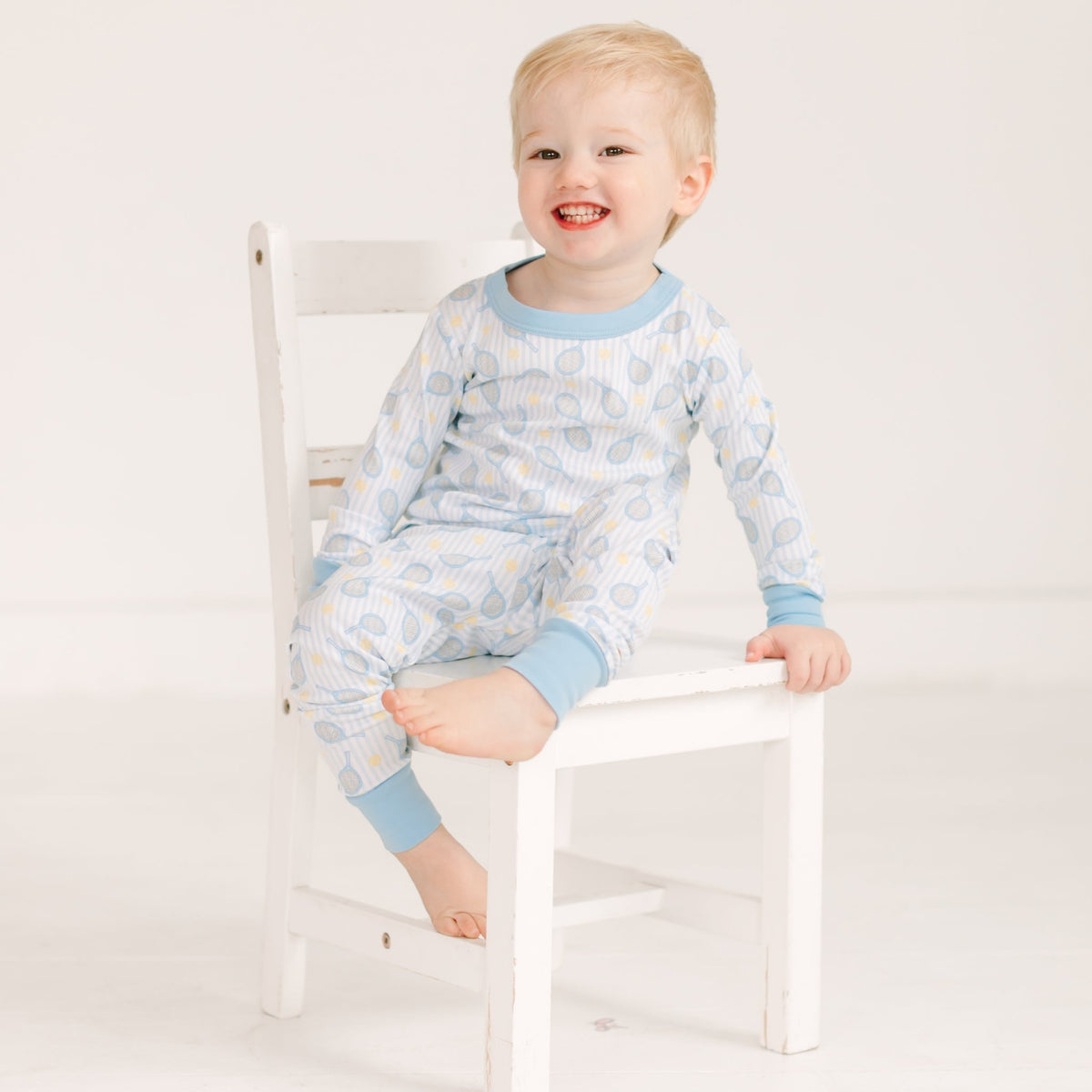 Tennis Star Long Pajamas - Light Blue - Magnolia BabyLong Pajamas