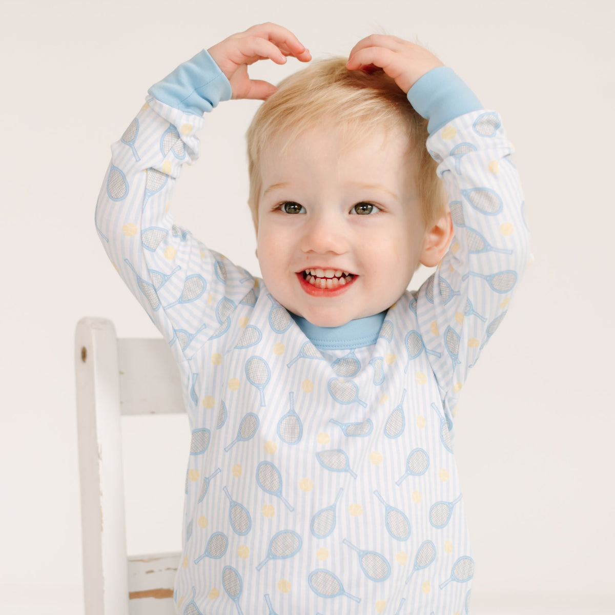 Tennis Star Long Pajamas - Light Blue - Magnolia BabyLong Pajamas