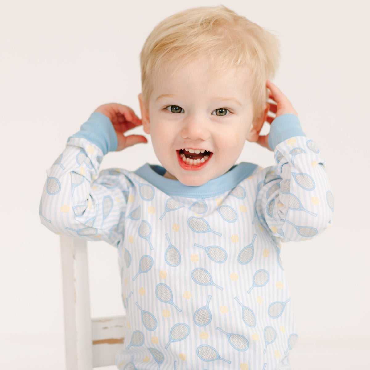 Tennis Star Long Pajamas - Light Blue - Magnolia BabyLong Pajamas