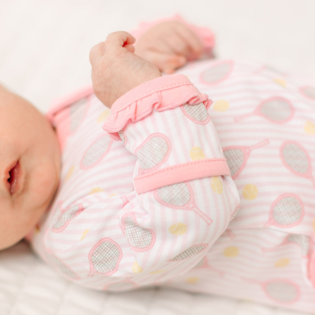 Tennis Star Ruffle Zip Footie - Pink - Magnolia BabyFootie
