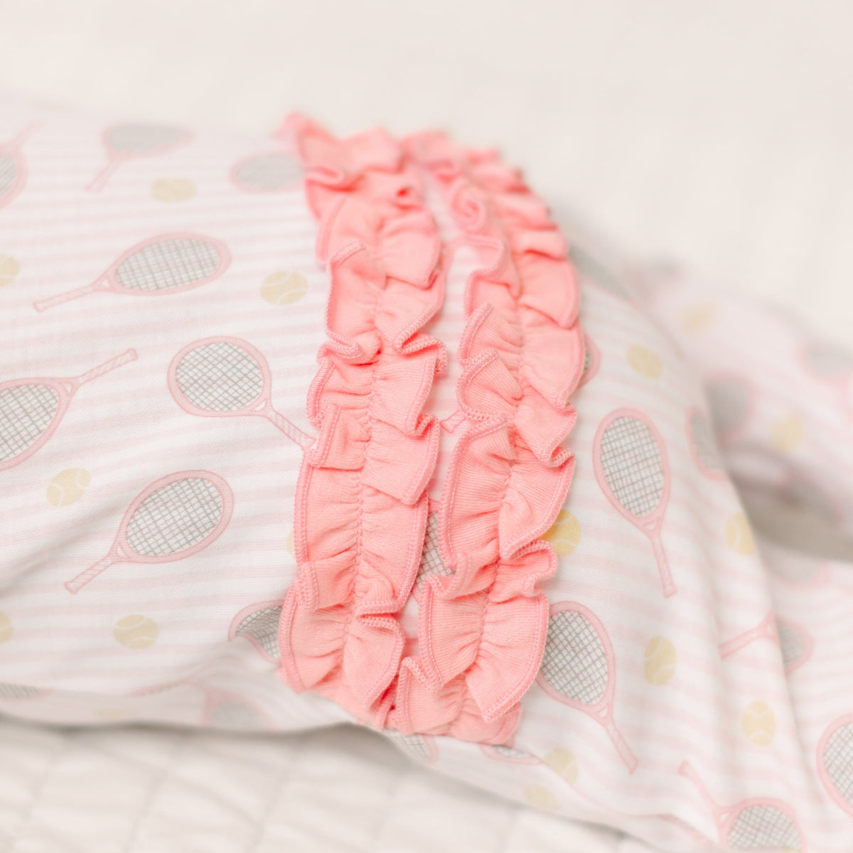 Tennis Star Ruffle Zip Footie - Pink - Magnolia BabyFootie