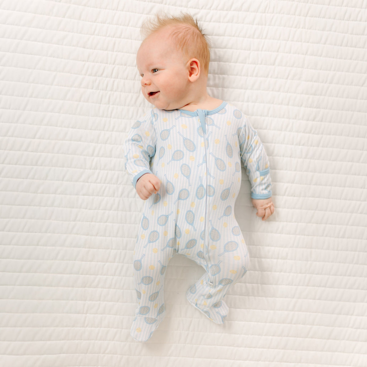 Tennis Star Zip Footie - Light Blue - Magnolia BabyFootie