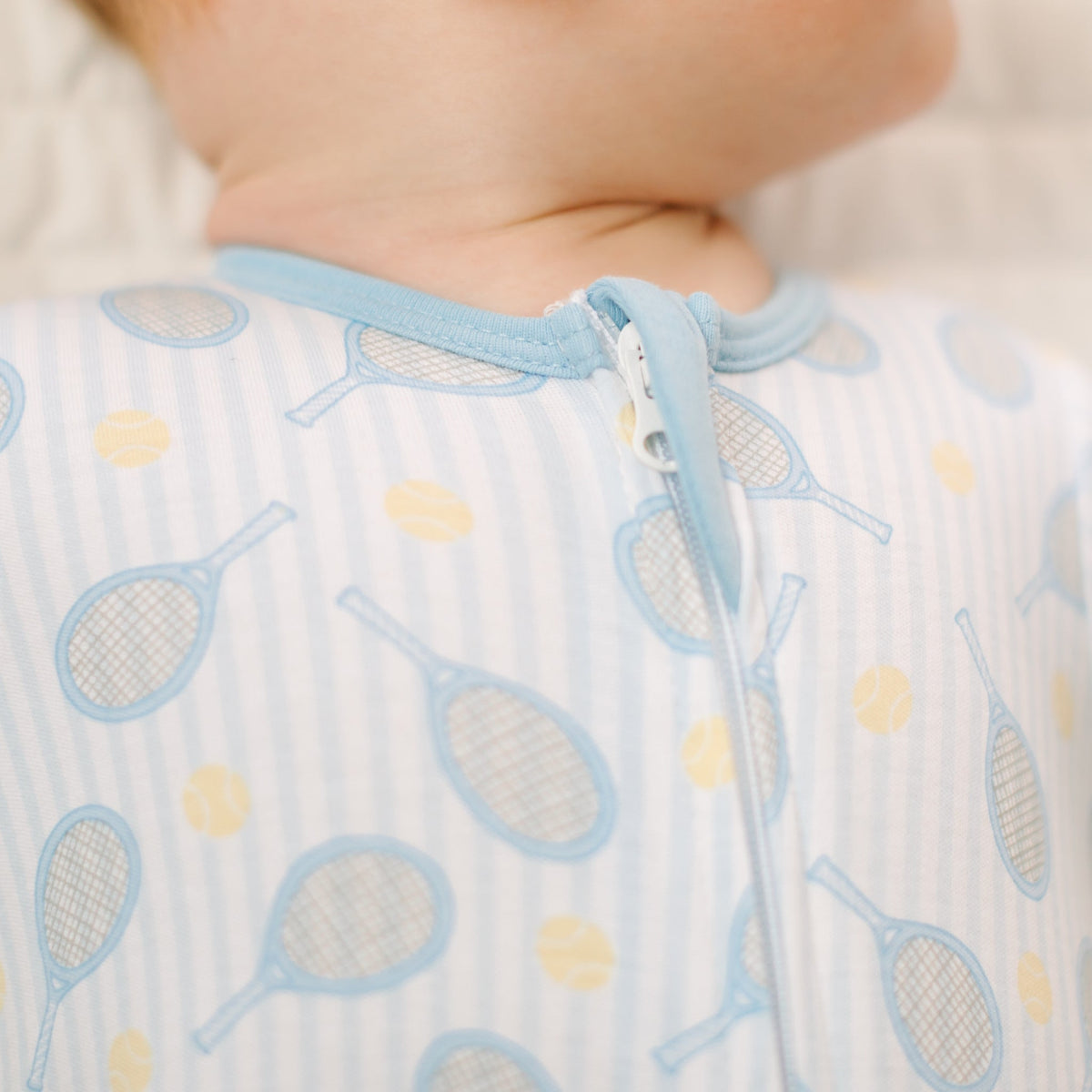 Tennis Star Zip Footie - Light Blue - Magnolia BabyFootie