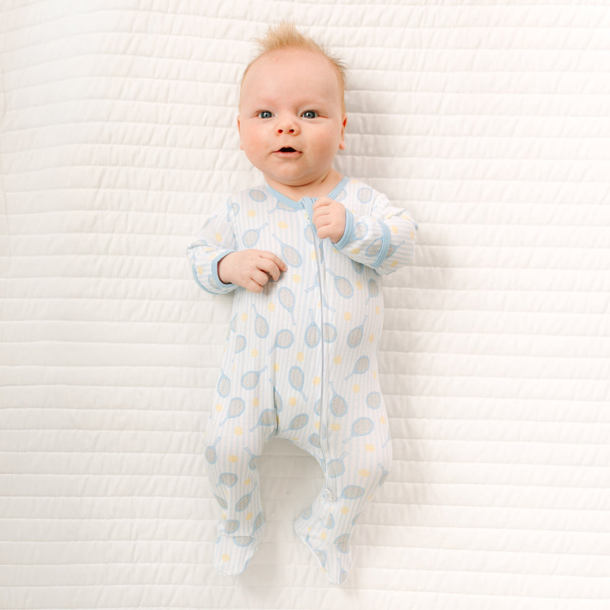 Tennis Star Zip Footie - Light Blue - Magnolia BabyFootie