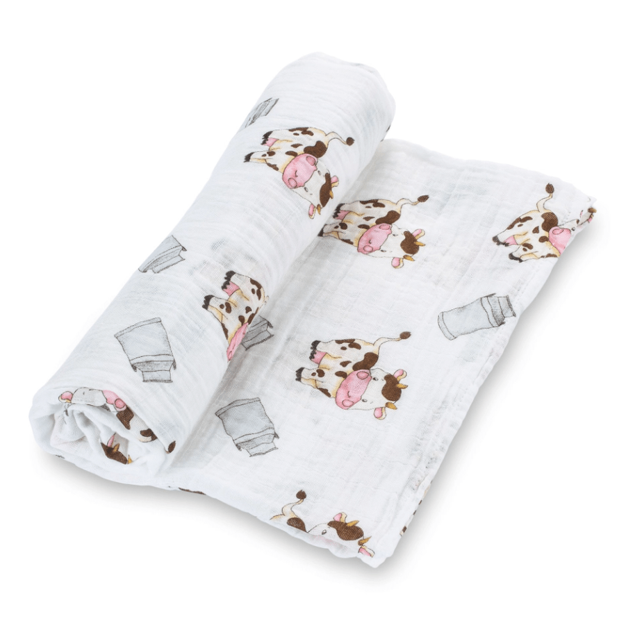 The Cow Goes Moo Baby Muslin Swaddle Blanket - Magnolia BabySwaddle Blanket