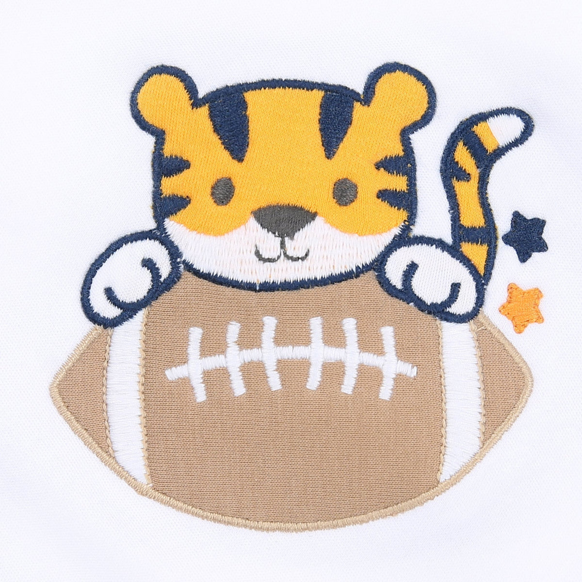 Tiger Football Applique Navy-Orange Long Pajamas - Magnolia BabyLong Pajamas
