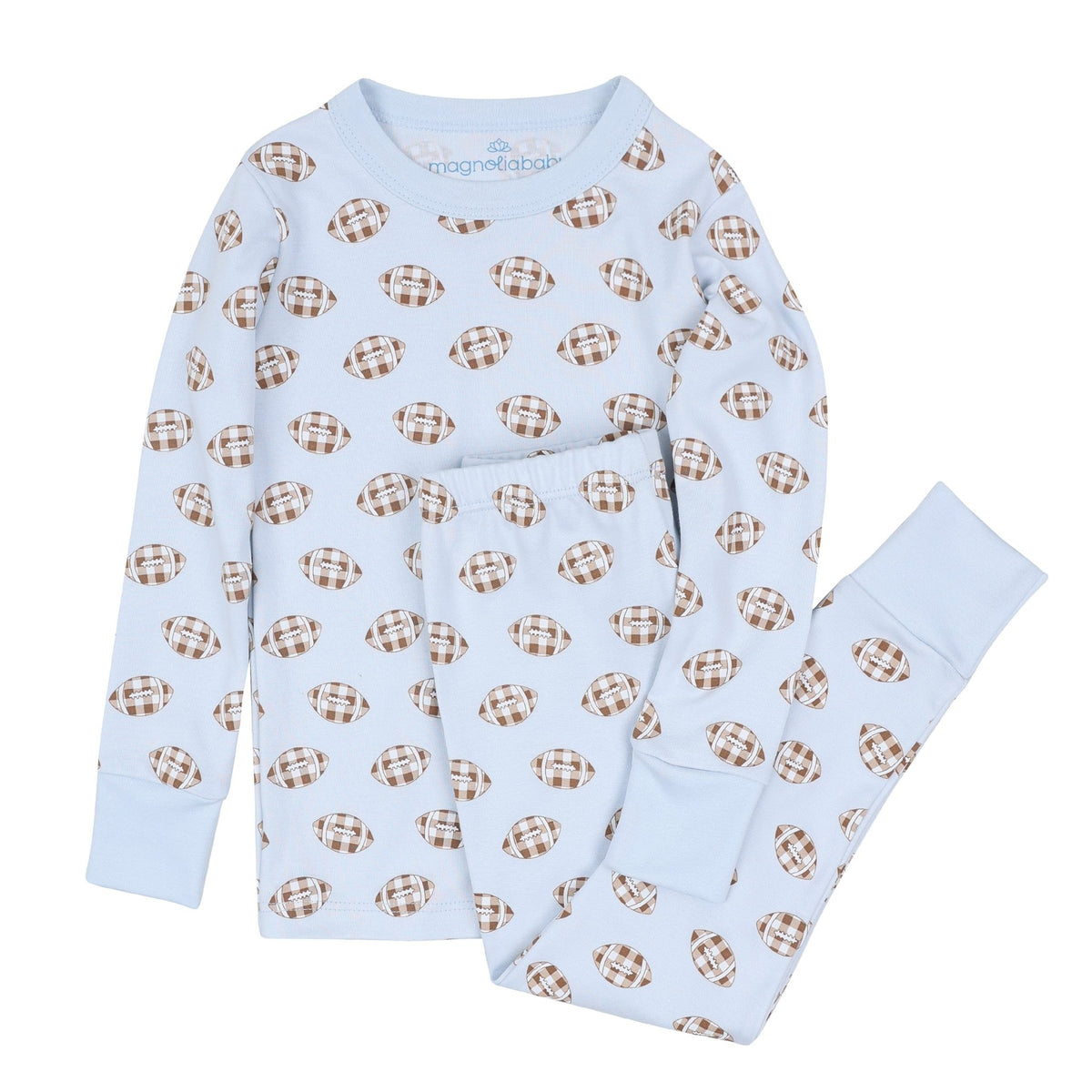 Magnolia Baby_Tiny Tailgater Long Pajamas - Light Blue_2