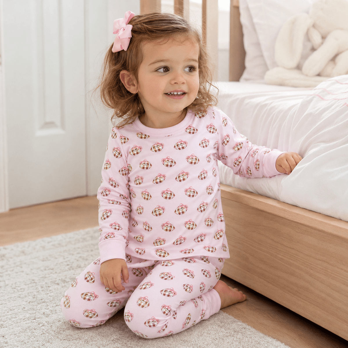 Magnolia Baby_Tiny Tailgater Long Pajamas - Pink_1