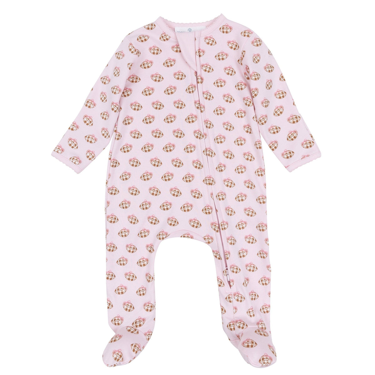 Magnolia Baby_Tiny Tailgater Print Zip Footie - Pink_1