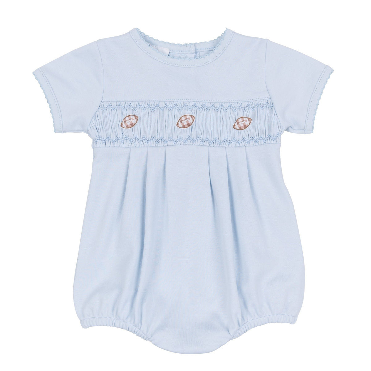 Magnolia Baby_Tiny Tailgater Smocked Bubble - Light Blue_1