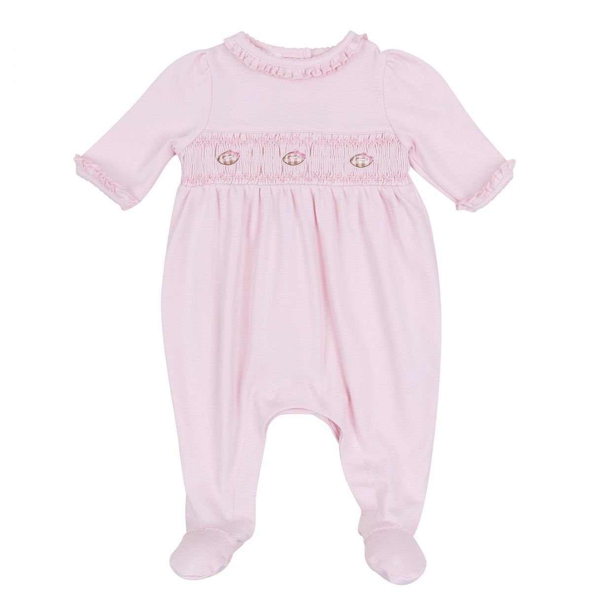 Magnolia Baby_Tiny Tailgater Smocked Footie - Pink_1