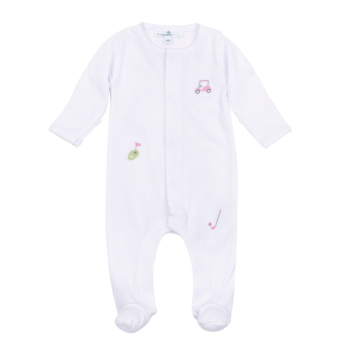 Tiny Tee Time Embroidered Footie - Pink - Magnolia BabyFootie