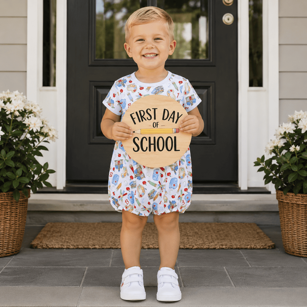 Toddler Boy School Day Sweetness Short Sleeve Bubble - Magnolia BabyBubble