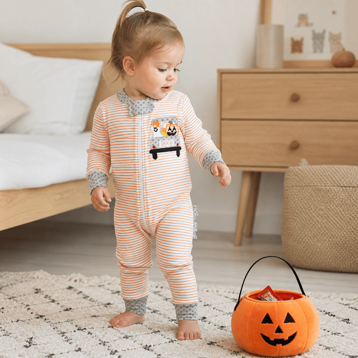 Trunk and Treat Ruffle Zipper Pajamas - Magnolia BabyZipper Pajamas